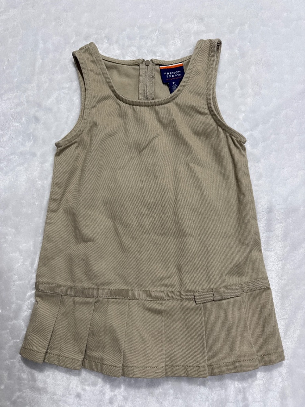French Toast Uniform Jumper Dress Toddler Girl Size 2T pleated Detail Tan Khaki